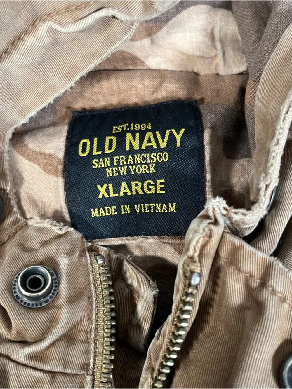 Vintage Old Navy Jacket Boys Xl Tan Y2K 90s Canvas Chore Barn Work Wear Utility - Picture 3 of 9